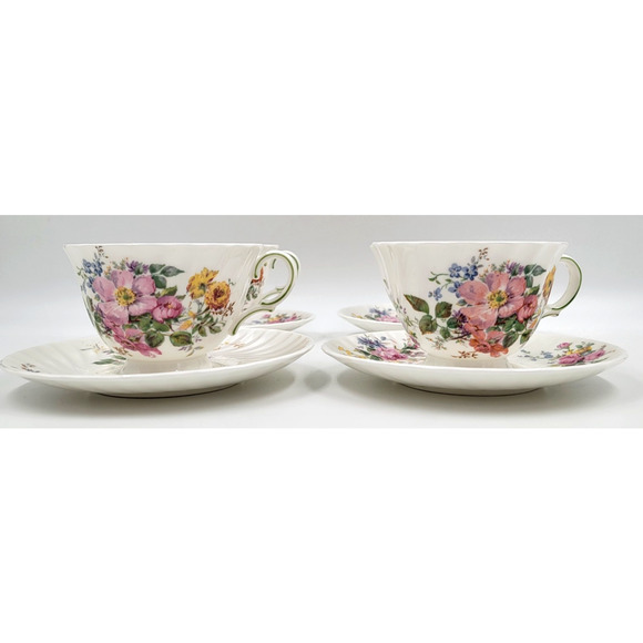 Royal Doulton Arcadia H4802 Cup & Saucer Set Floral Bone China England Set of 2 - Picture 5 of 12